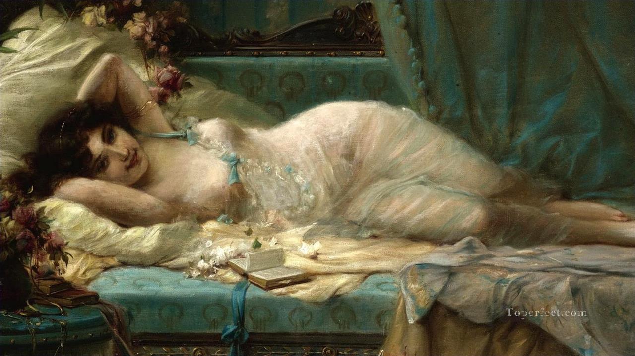 sleeping girl Hans Zatzka Classic nude Oil Paintings